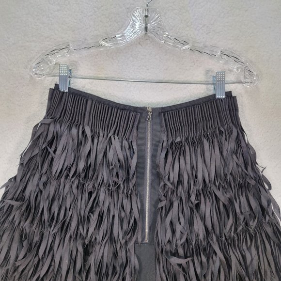 Harvey Nichols Black Willow Laser Cut Fringe Pleated Designer A Line Mini - Picture 10 of 16